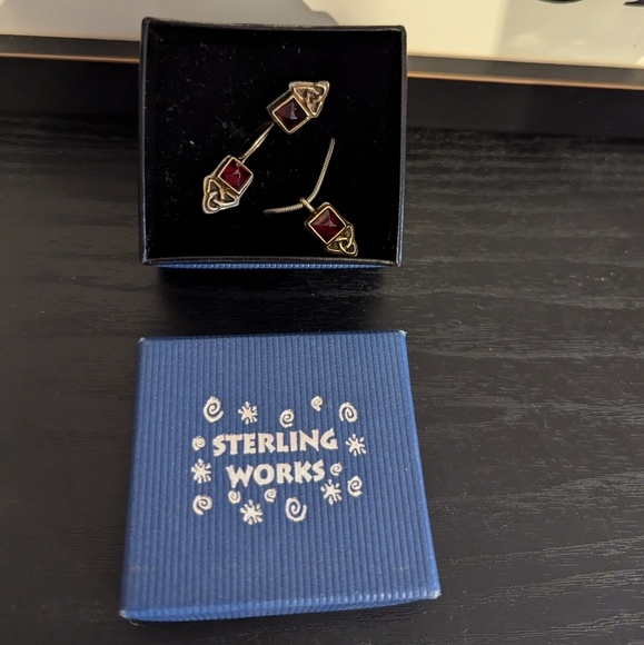 Sterling Silver 925 - Celtic Earrings & Necklace set - Picture 2 of 4